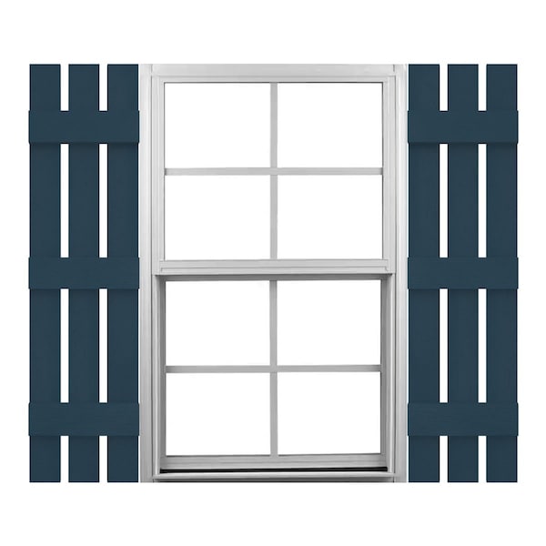 Ekena Millwork 12-in. W x 59-in. H Mid-America Vinyl, Standard Size Three Board Spaced Shutters, 036, Classic Blue, PR 00031259036 - main